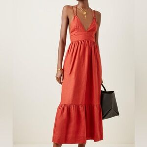 Posse the Label Red Lotus Tiered Linen Maxi Dress